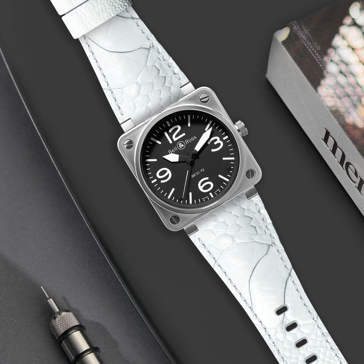 Bell & Ross　BR01,BR03用 ラバーベルト　24mm　ホワイト Bell & Ross BR01,BR03用 ラバーベルト 24mm ホワイト Bell & Ross