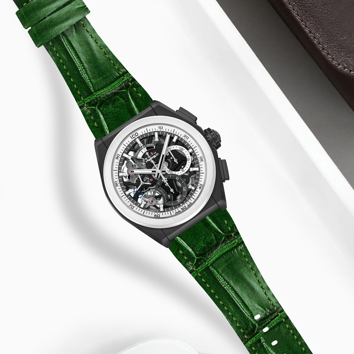 Zenith Defy Straps - Croco British Green – Liger Straps