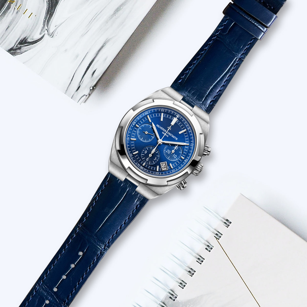 Vacheron Constantin ネイビークロコストラップ Vacheron Constantin Straps - Croco Navy Blue – Liger Straps