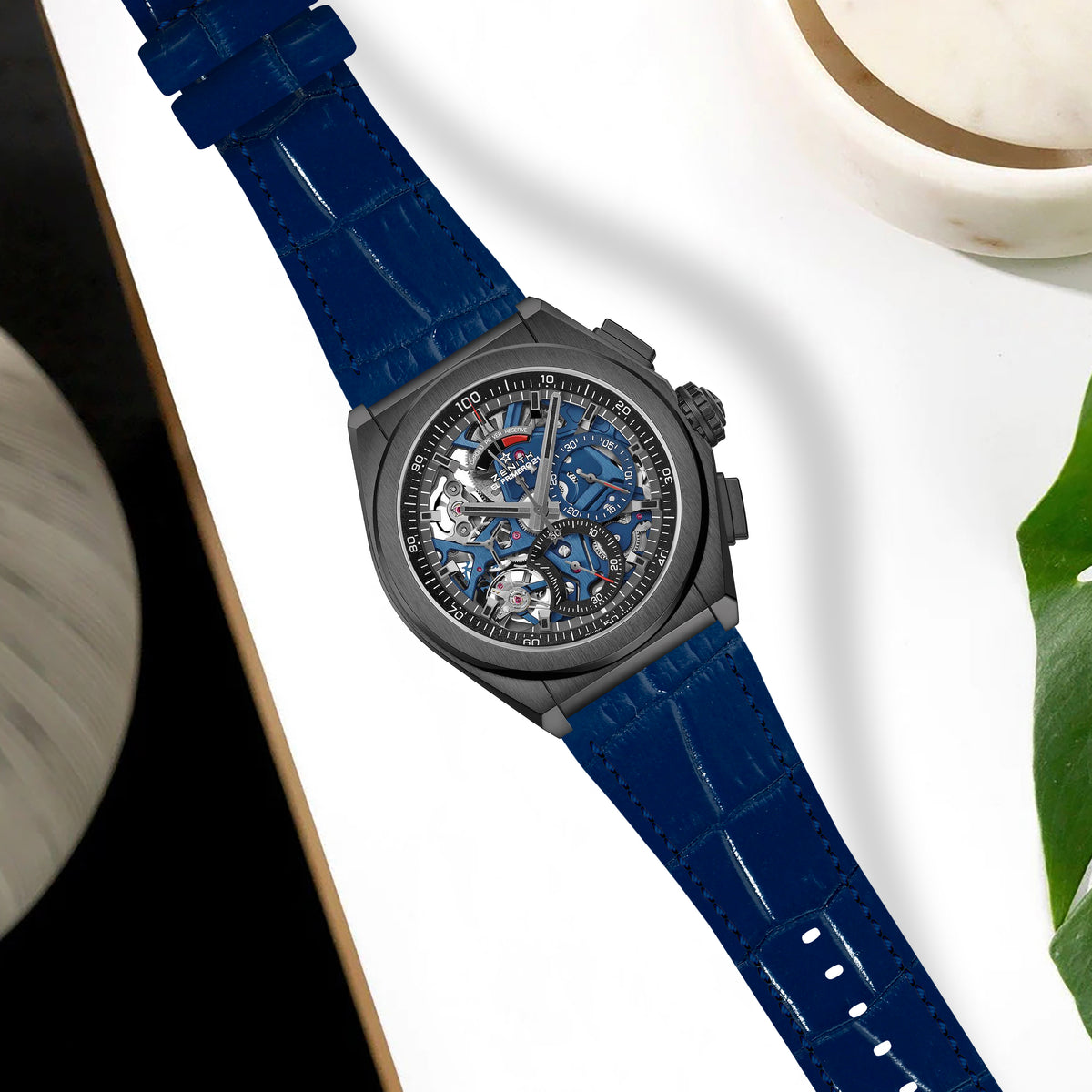 Zenith Defy Straps - Croco Navy Blue – Liger Straps