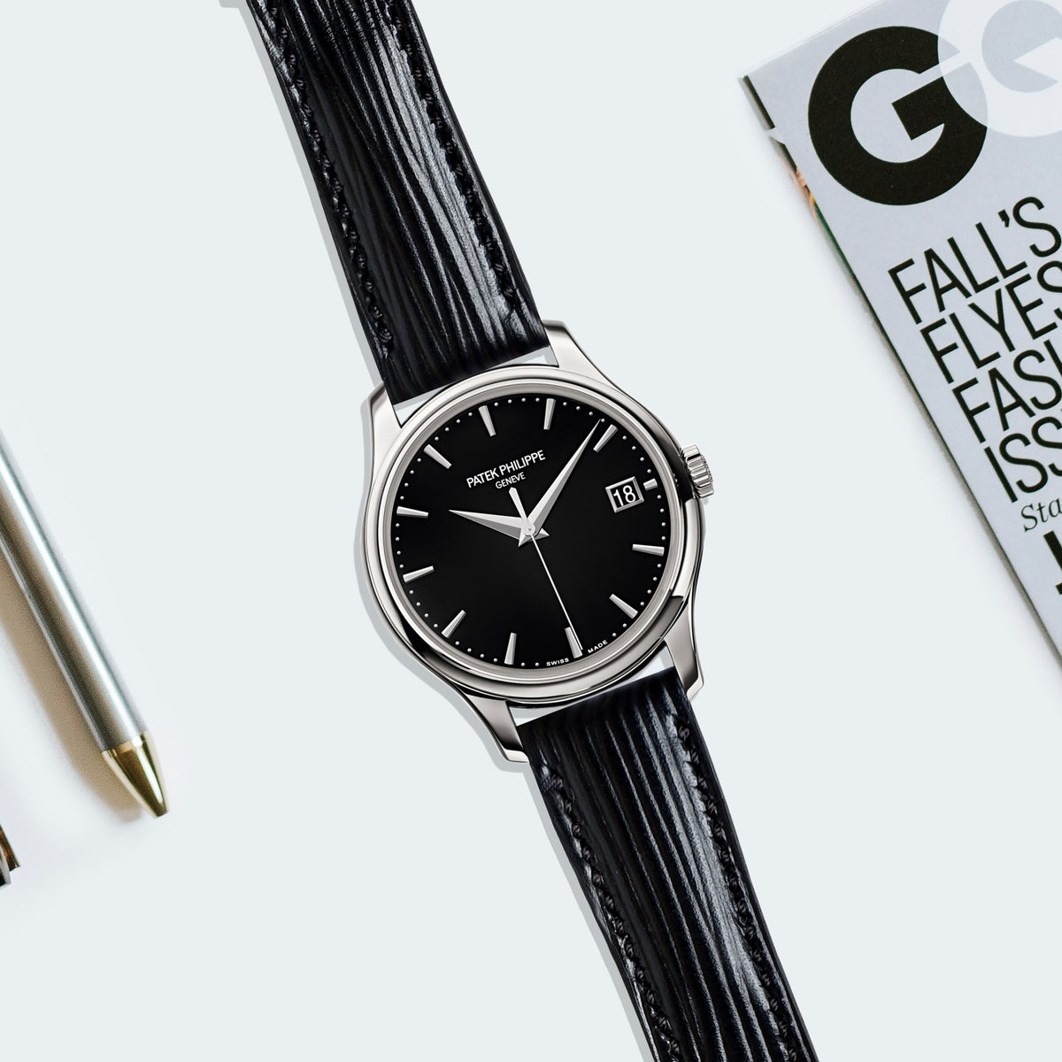 Patek Philippe ブラックレザーベルト Patek Complication & Calatrava Straps - Epi Black – Liger Straps