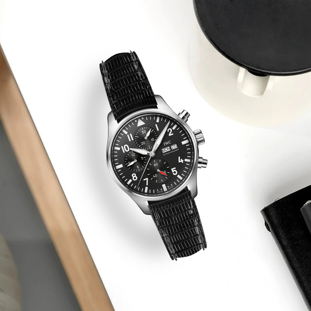 IWC 純正黒ラバーストラップEasX-CHANGE 20ミリ未使用品 1liger-straps-lizard-black-iwc