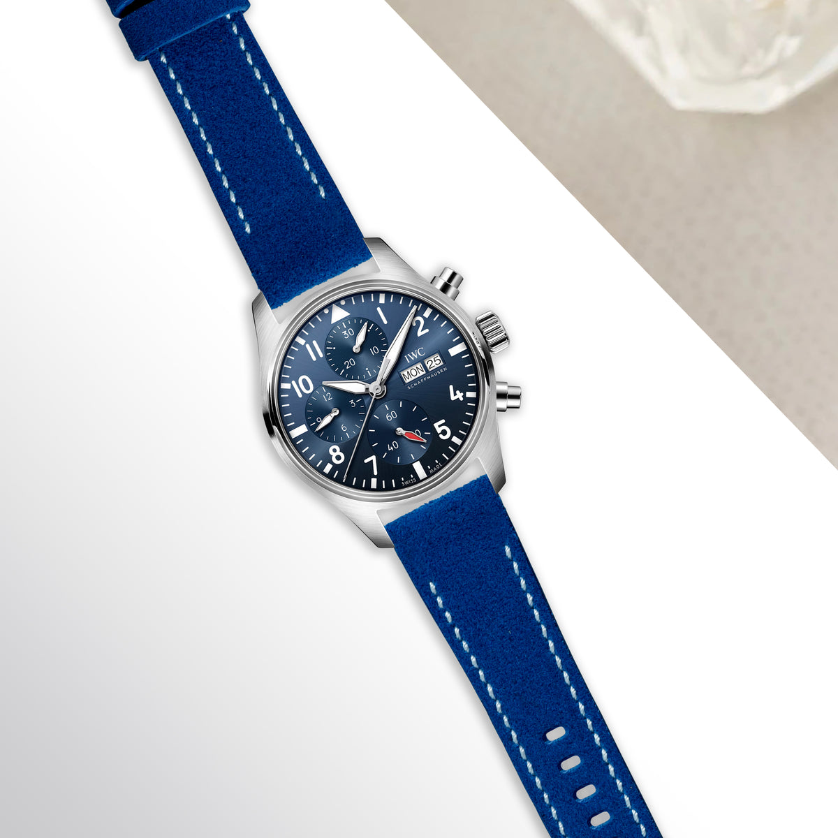 IWC Easx Change Straps - Suede Blue – Liger Straps