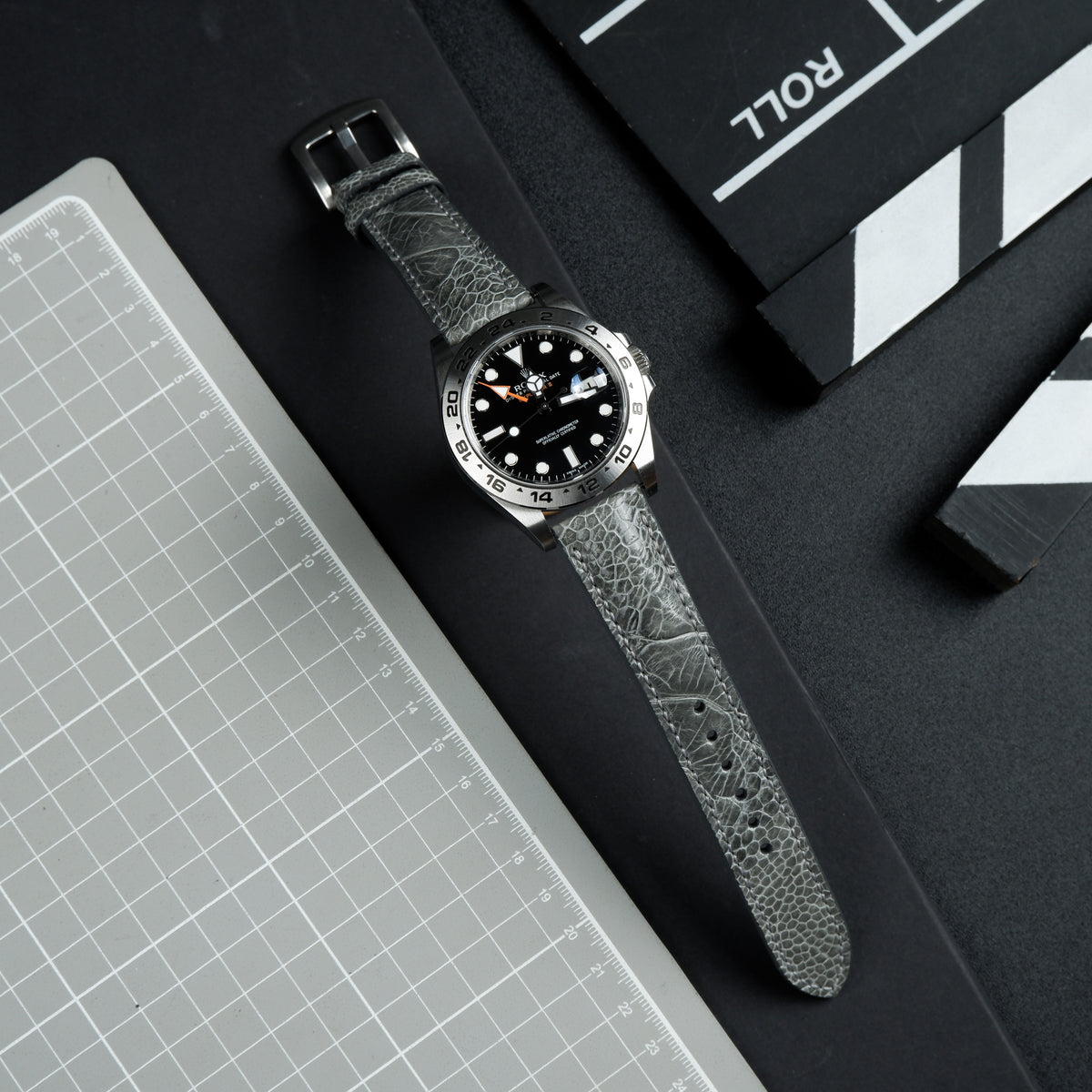 Rolex Explorer Straps - Ostrich Leg Light Grey – Liger Straps