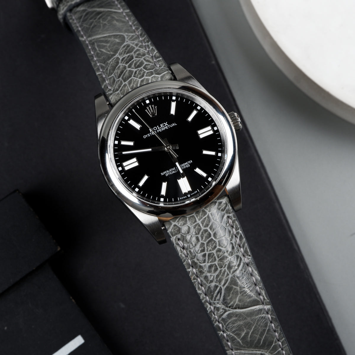 Rolex Oyster Perpetual Straps - Ostrich Leg Light Grey – Liger Straps