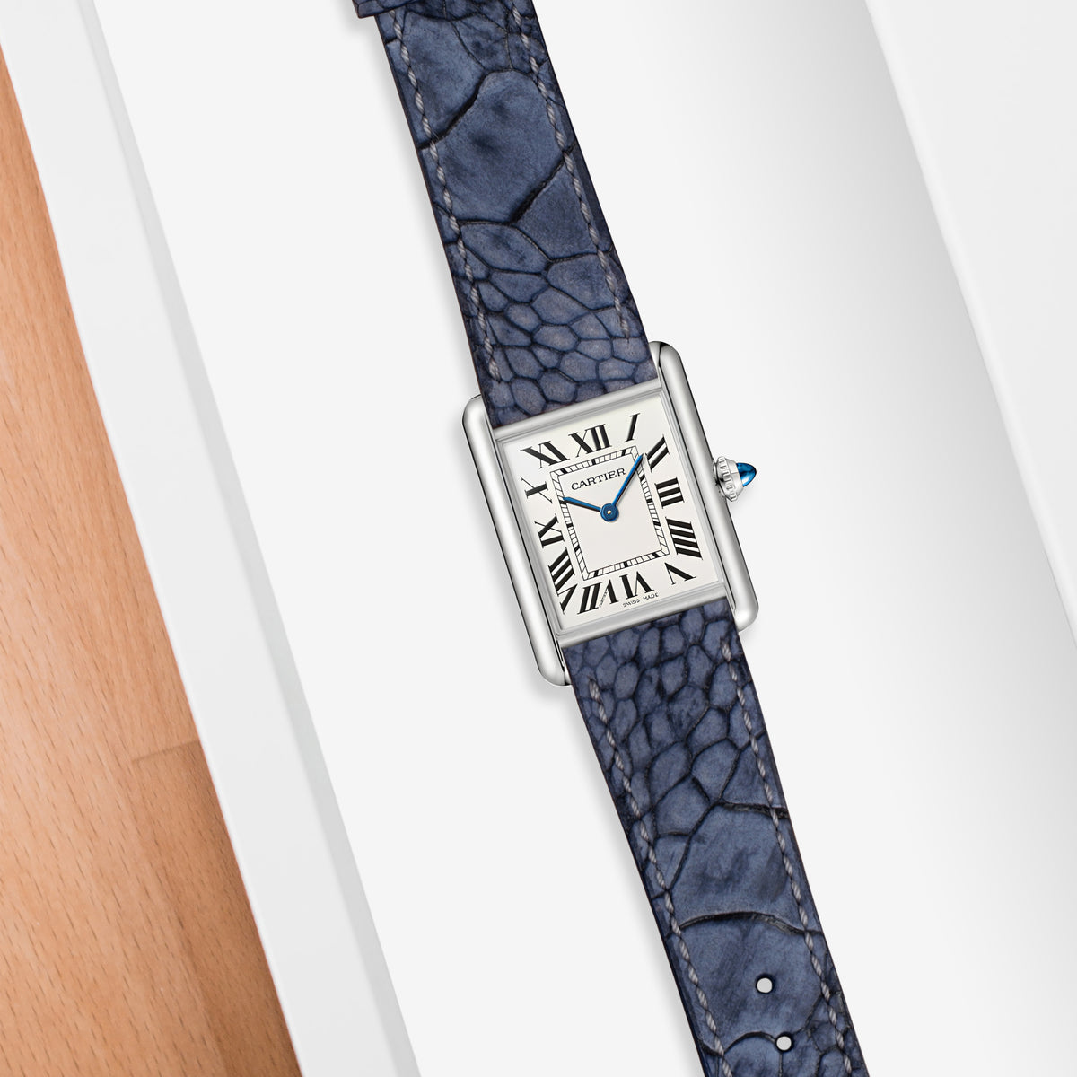 Cartier フィルムファイル リボン付き ネイビー 1liger-straps-ostrich-leg-