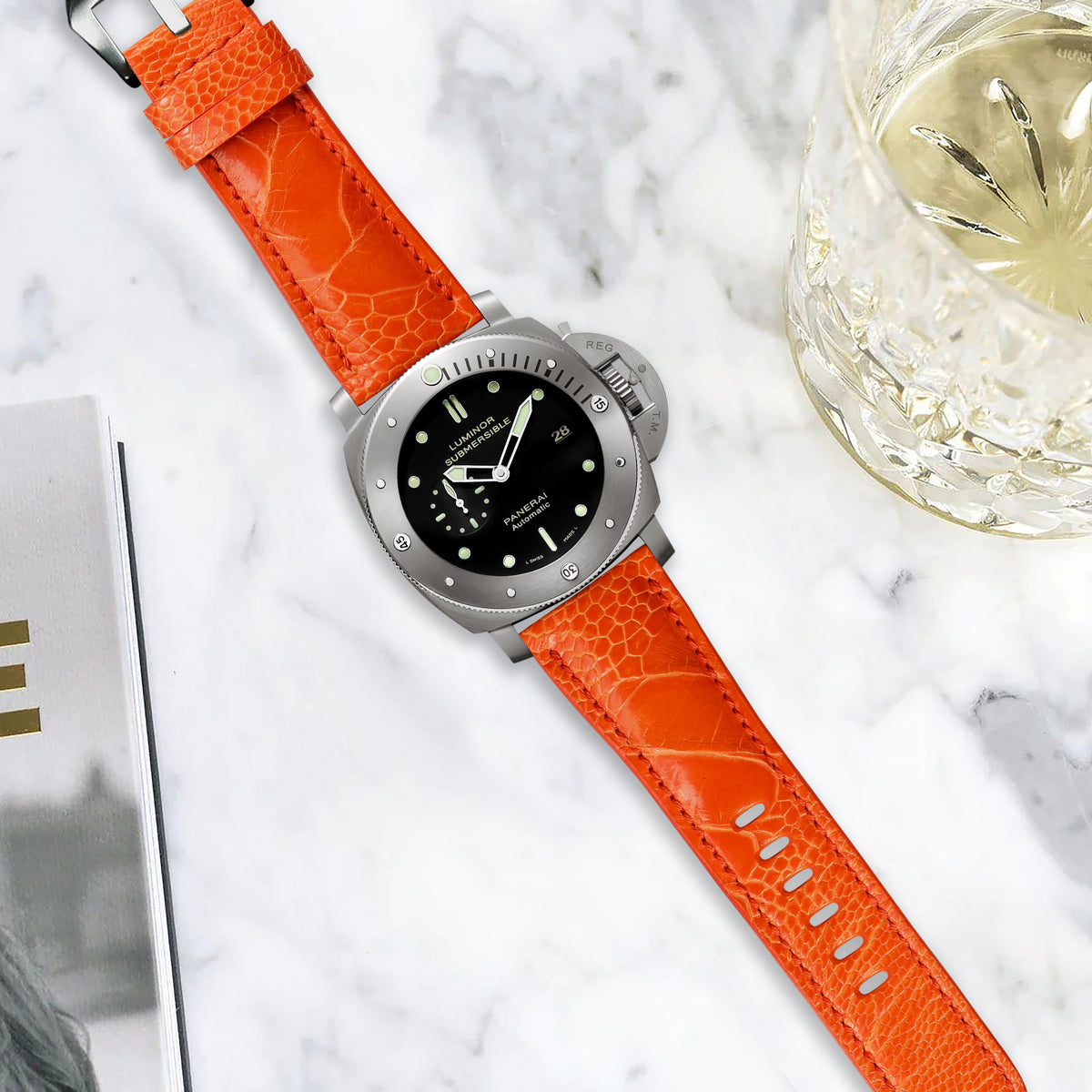 Panerai Submersible Straps Ostrich Leg Orange – Liger Straps