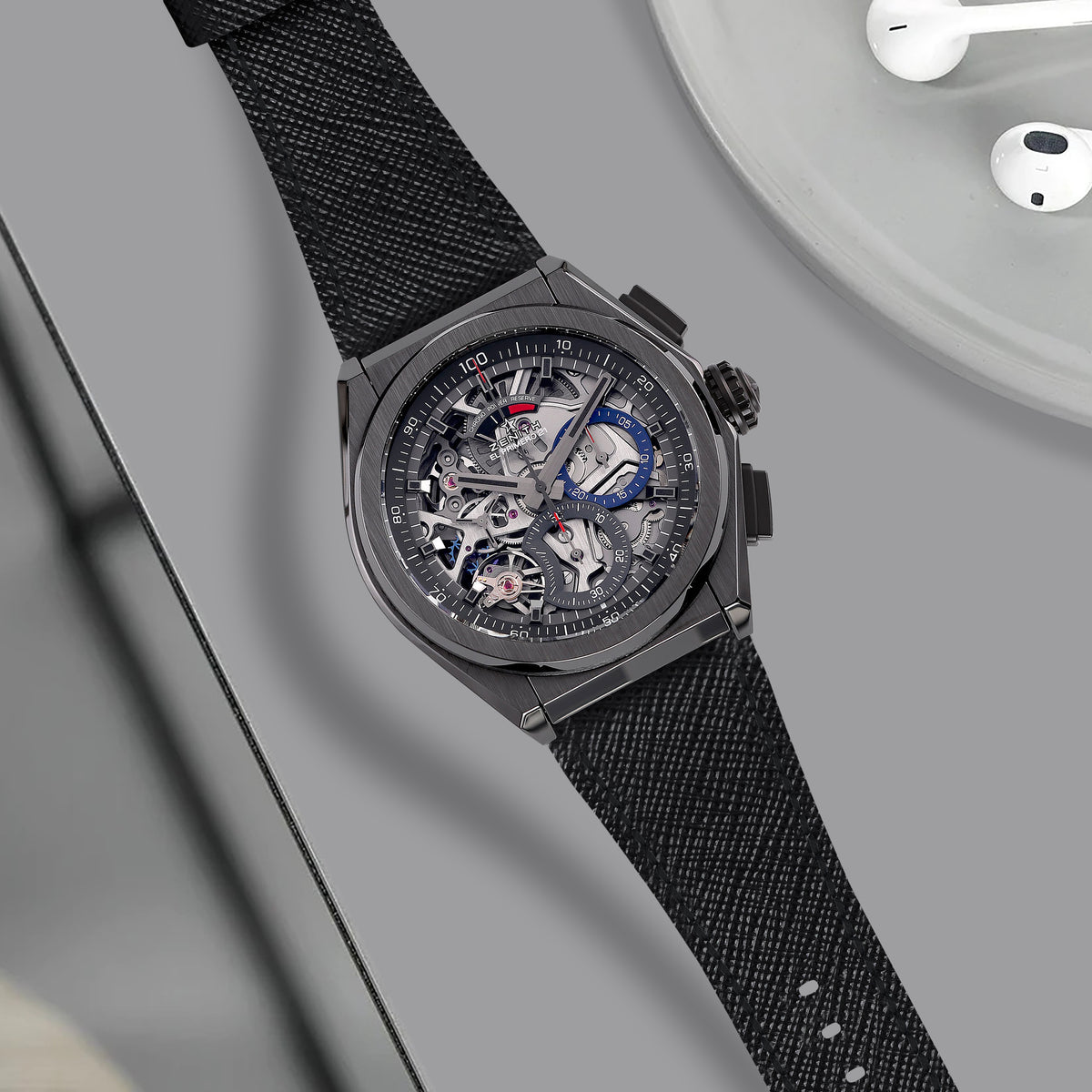 Zenith Defy Straps - Saffiano Black – Liger Straps