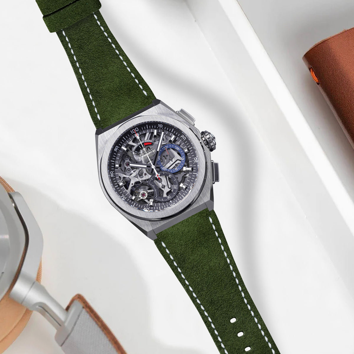 Zenith Defy Straps - Suede Army – Liger Straps