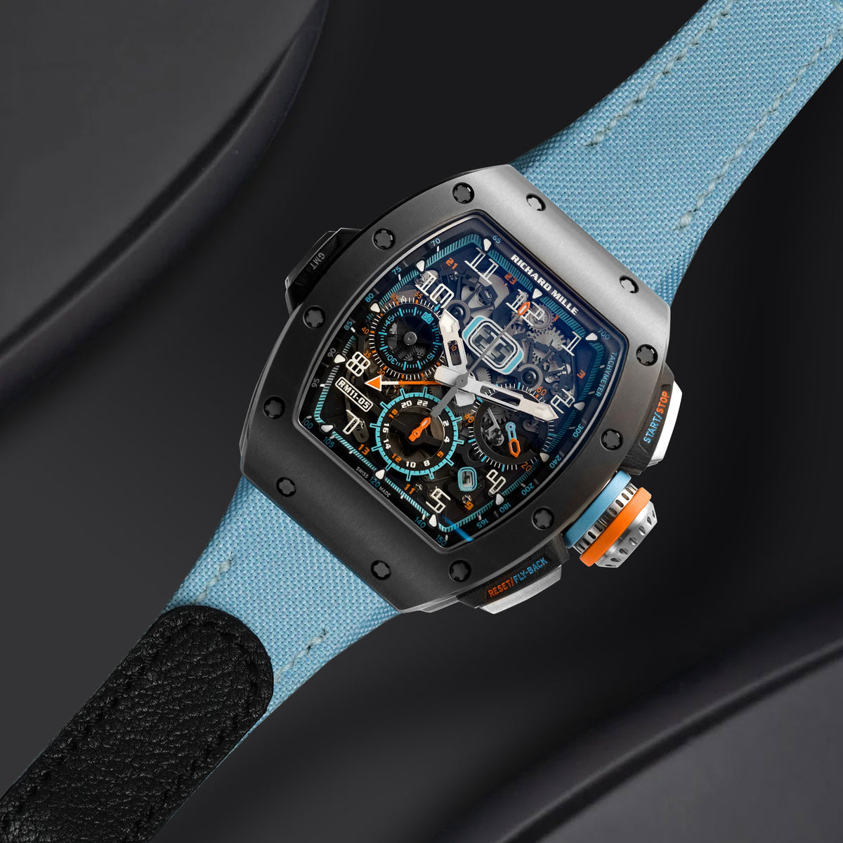Richard Mille Straps - Velcro Canvas Sky Blue – Liger Straps