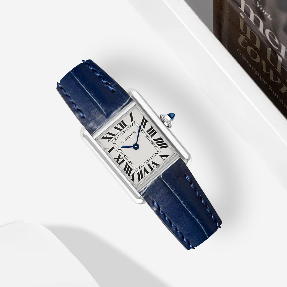 Cartier Tank Straps Croco Navy Blue Liger Straps