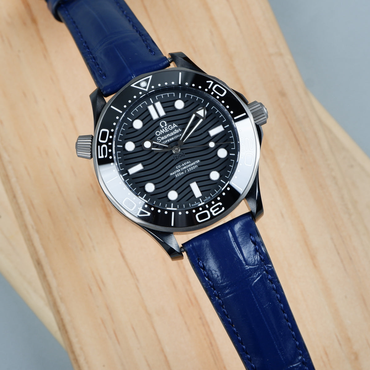 Omega Seamaster Diver 300m Straps Croco Navy Blue Liger Straps