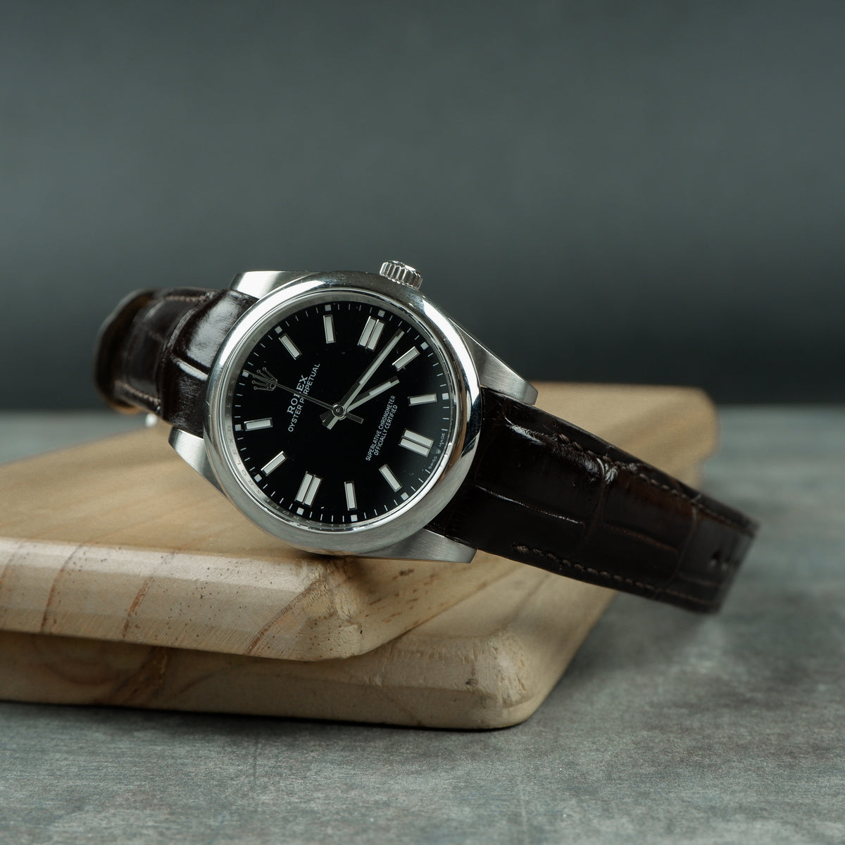 Rolex スナップバック USA製 90s ブラック Rolex Oyster Perpetual Straps - Croco Tobacco – Liger Straps