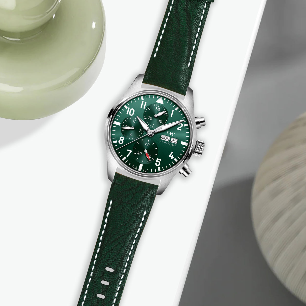 IWC EasX-CHANGE ラバーベルト オリーブグリーン IWC Easx Change Straps - Elephant Dark Green – Liger Straps