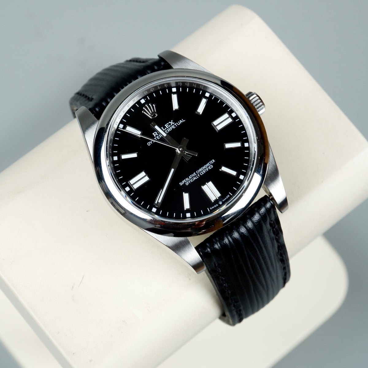 Rolex Oyster Perpetual Straps - Epi Black – Liger Straps Rolex Oyster Perpetual Straps - Epi Black – Liger Straps