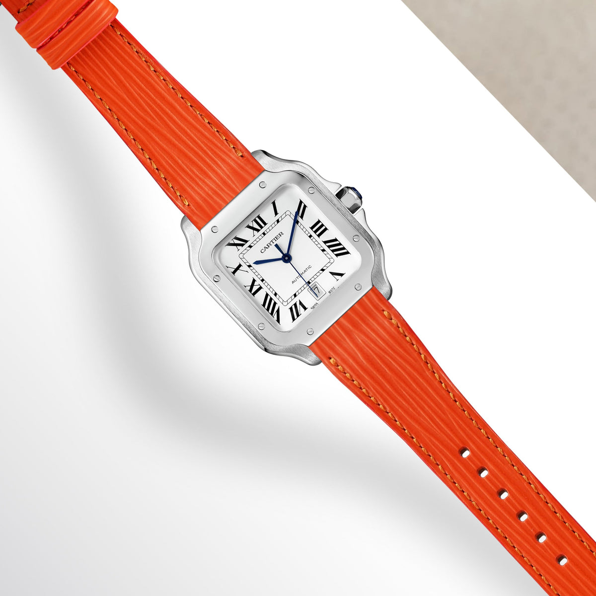 Cartier New Santos Quick Release Straps - Croco Orange