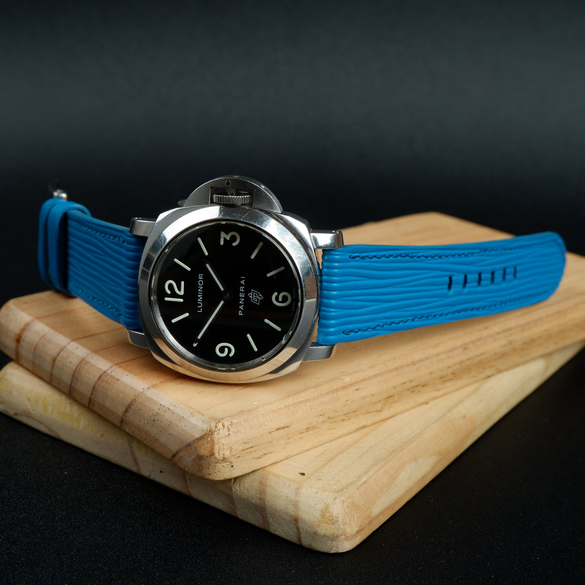 Aug Leather strap for Panerai watch, Dark blue Epi leather Strap