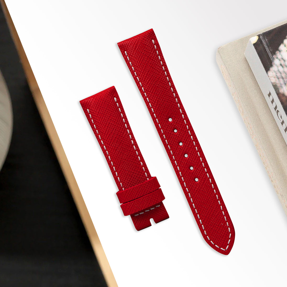 Omega Dark Side Of The Moon Straps - Saffiano Red – Liger Straps