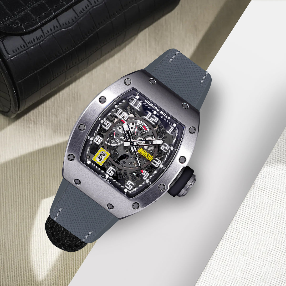 RICHARD MILLE グレー サングラス 2liger-straps-velcro-saffiano-