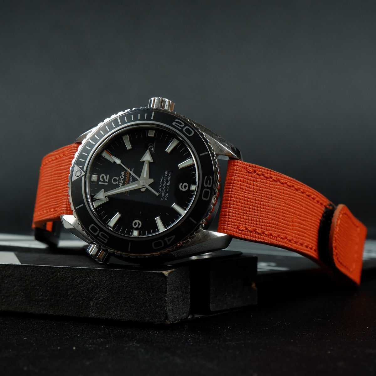 Omega Seamaster Planet Ocean Straps Velcro Saffiano Orange Liger Straps