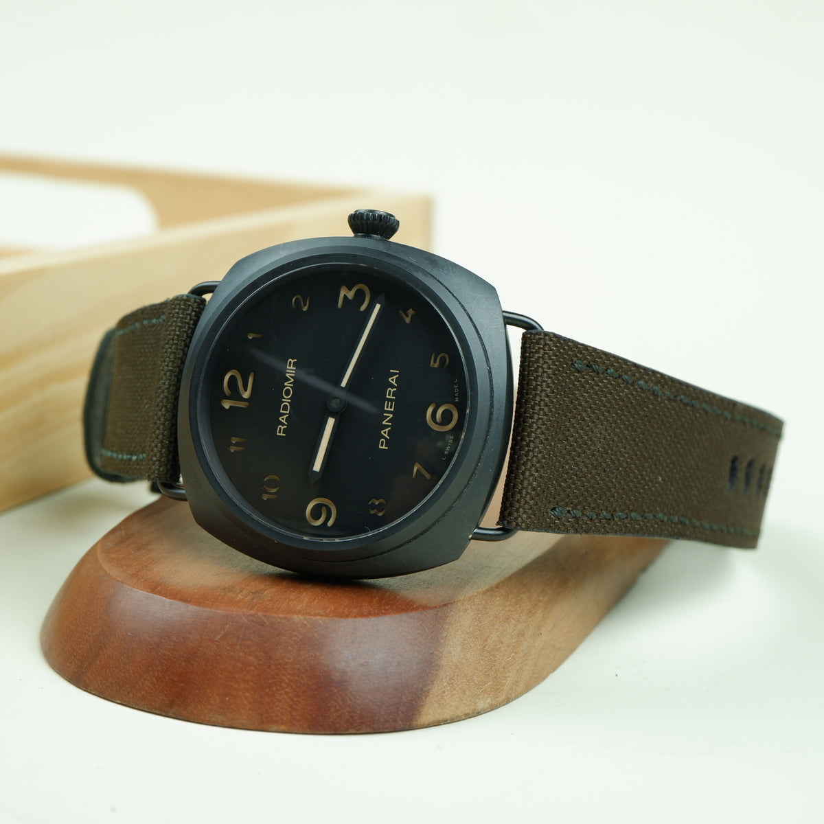 Army Green Logo Panerai  Gunny Straps for Audemars Piguet