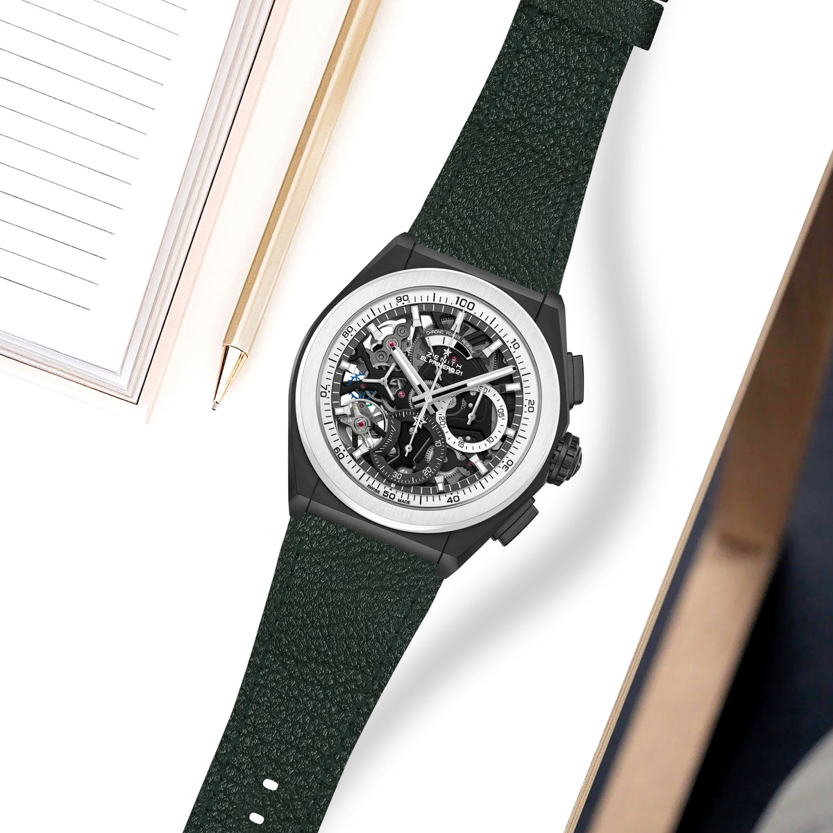 Zenith Defy Straps - Chevre Hunter Green – Liger Straps