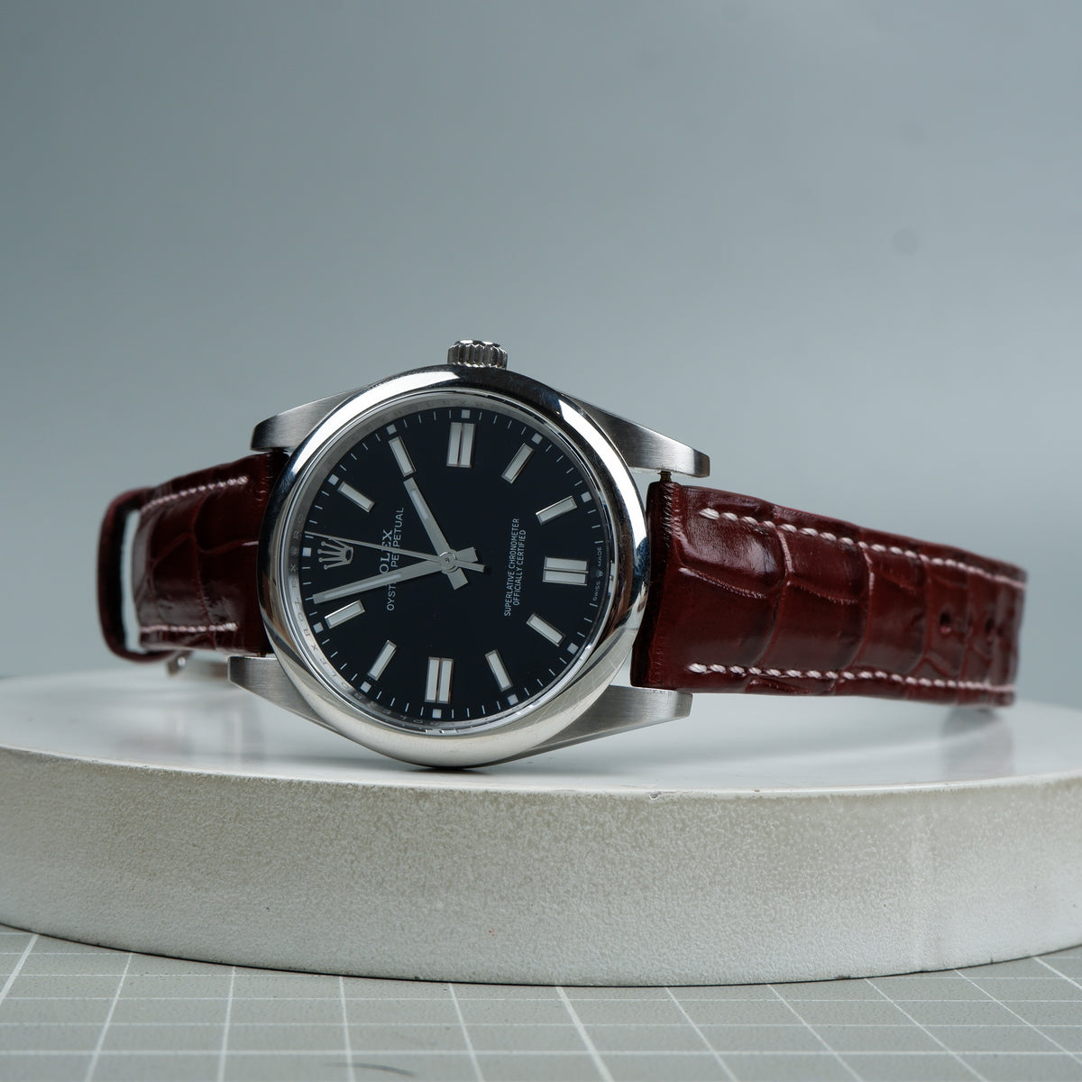 Rolex Oyster Perpetual Straps Croco Bordeaux Liger Straps