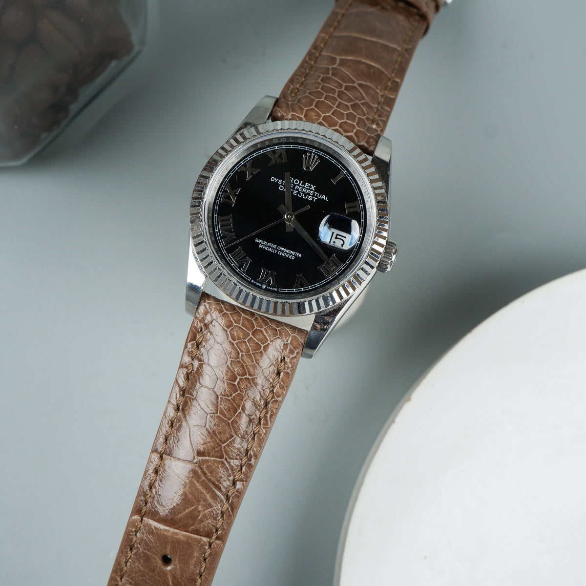 Rolex Datejust Straps Ostrich Leg Nutmeg Liger Straps