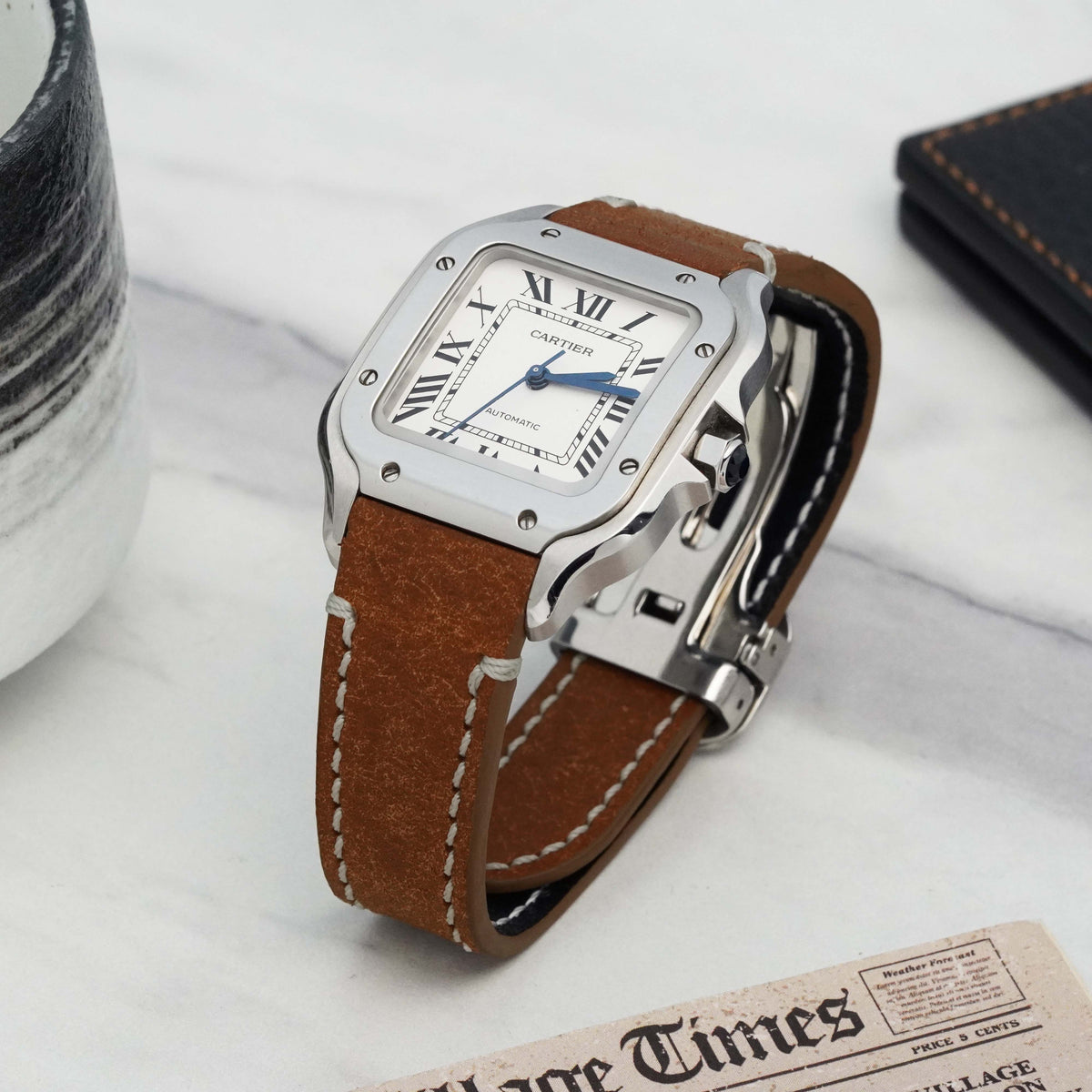 Cartier New Santos Quick Release Straps - Diablo Brown – Liger Straps