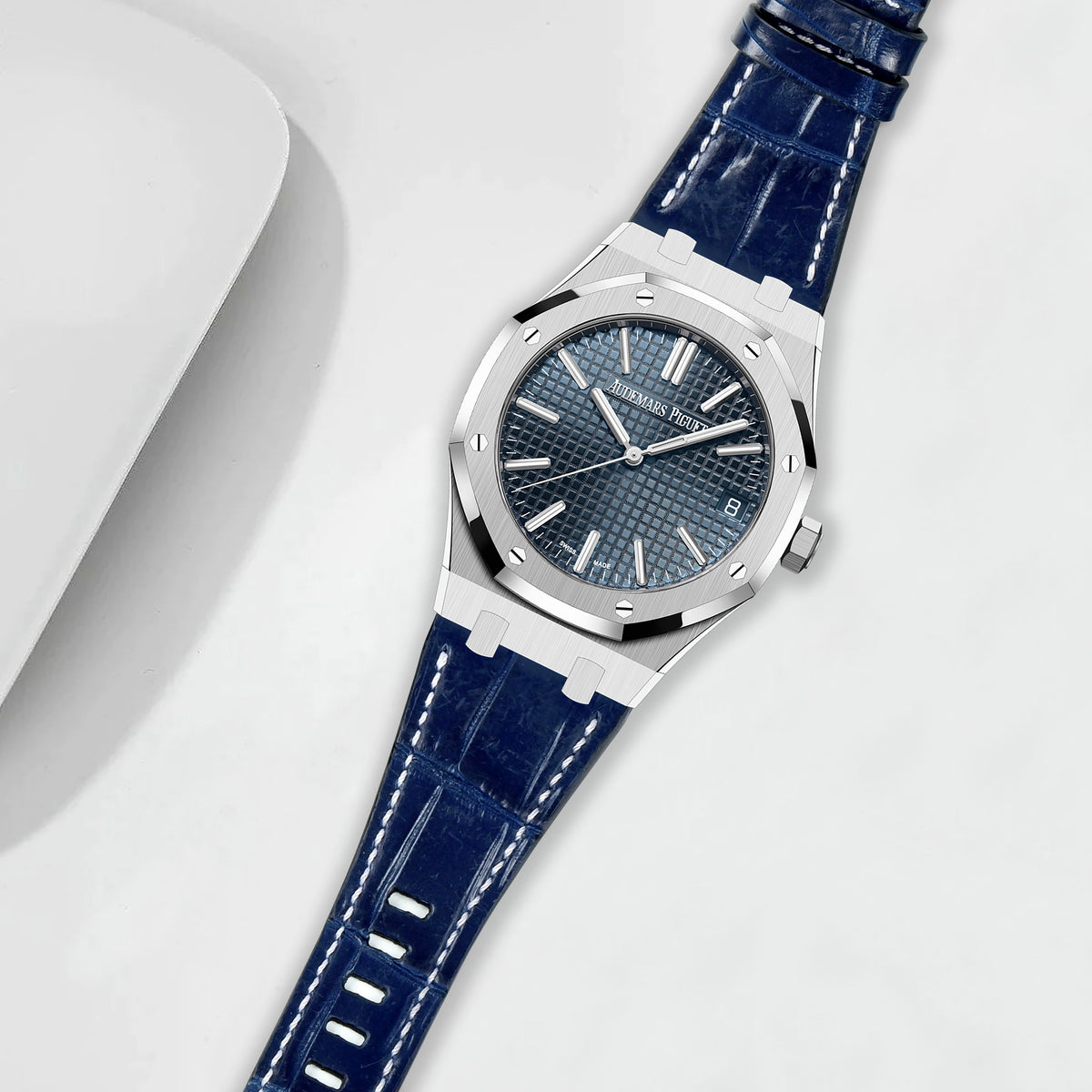 AUDIMAR PIGUET レザーベルト ネイビー クロコ liger-straps-ap-croco-navy-