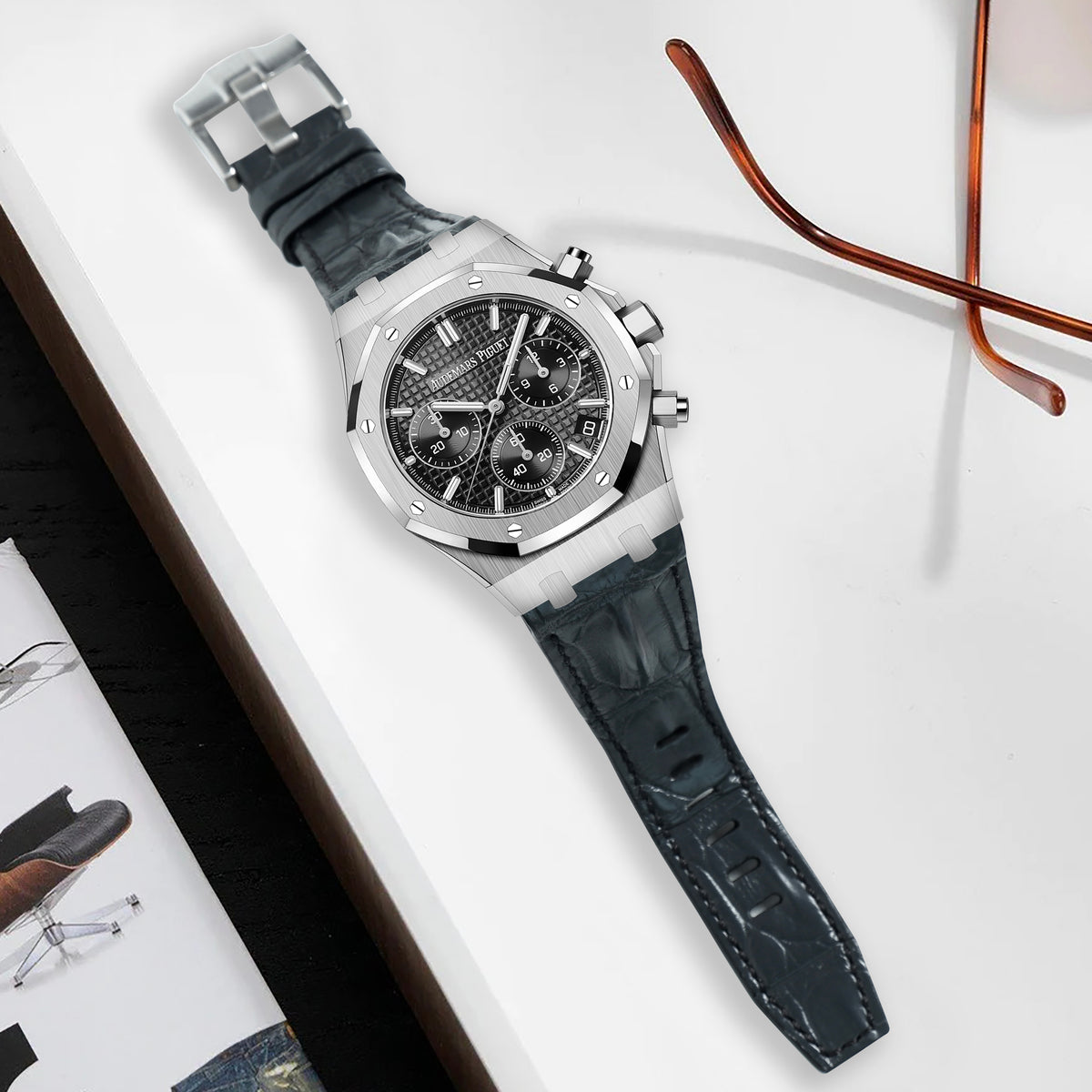 AP Royal Oak 39 & 41mm Straps - AP Hornback Dark Grey – Liger Straps