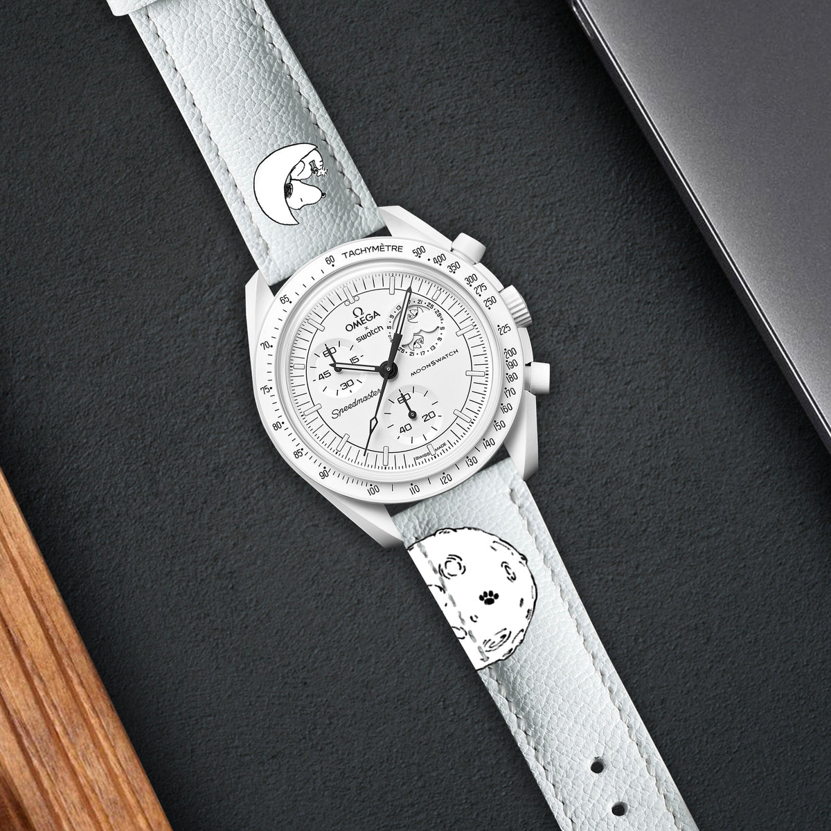 Omega MoonSwatch X Swatch Straps - Chevre White Snoopy – Liger Straps