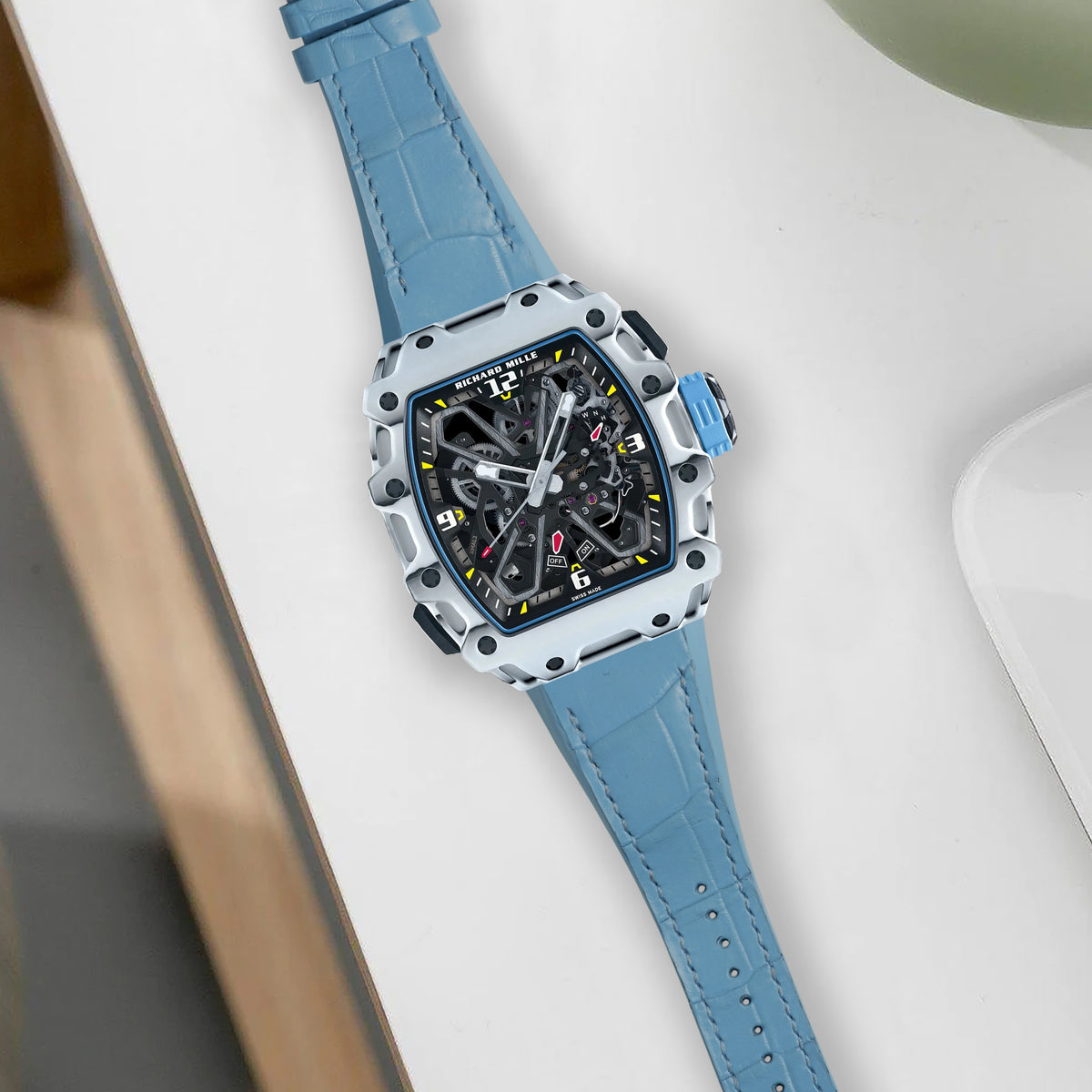 Richard Mille Straps Croco Aqua Blue