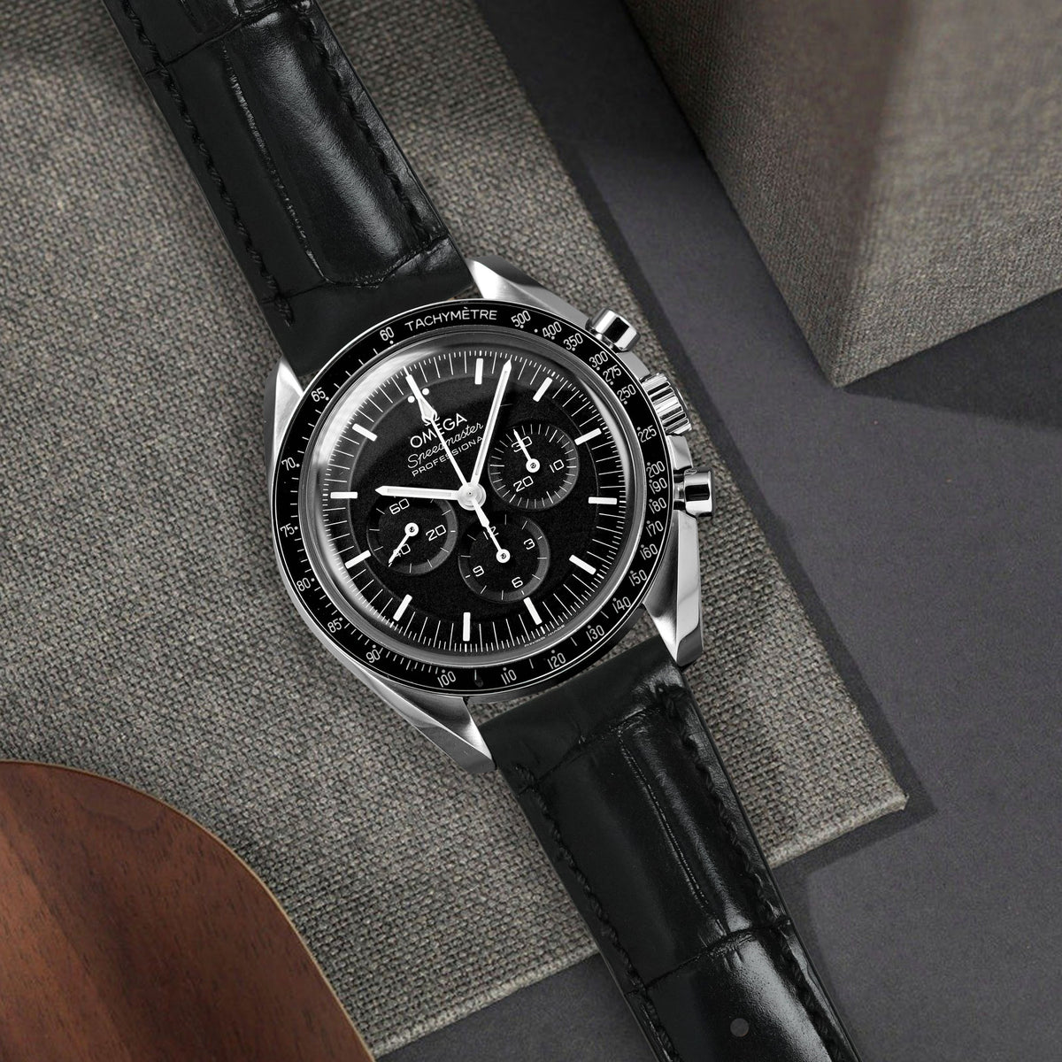 Omega Speedmaster Moonwatch Straps - Croco Black – Liger Straps