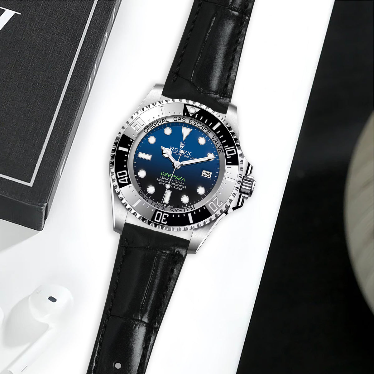 Rolex Sea-Dweller Straps - Croco Black – Liger Straps