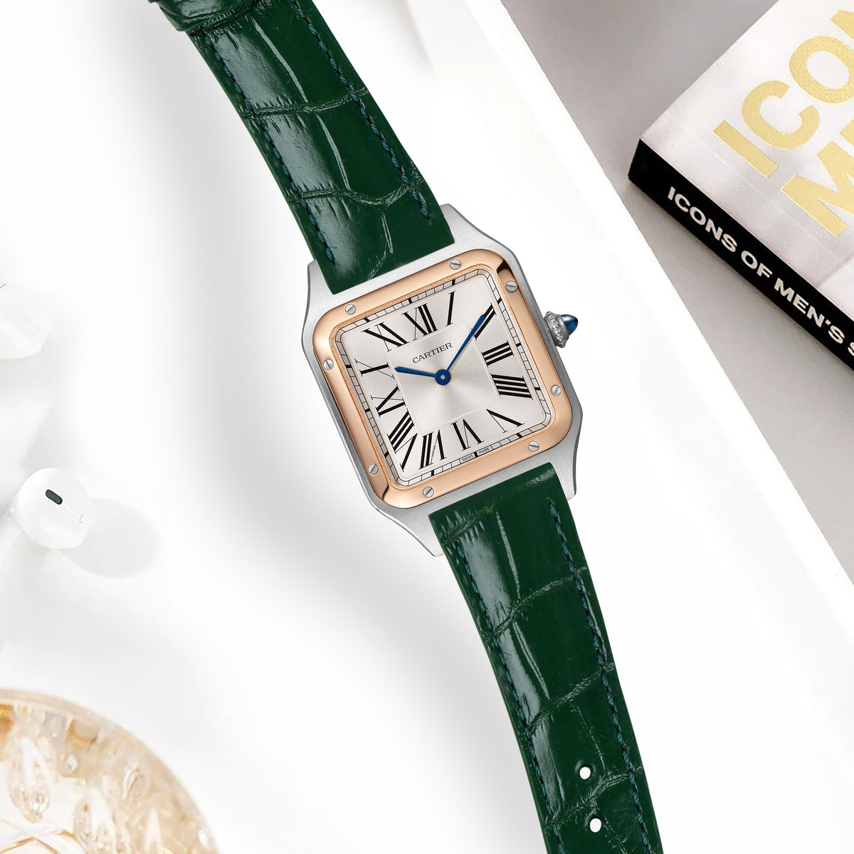 Cartier Dumont Straps - Croco Bottled Green – Liger Straps