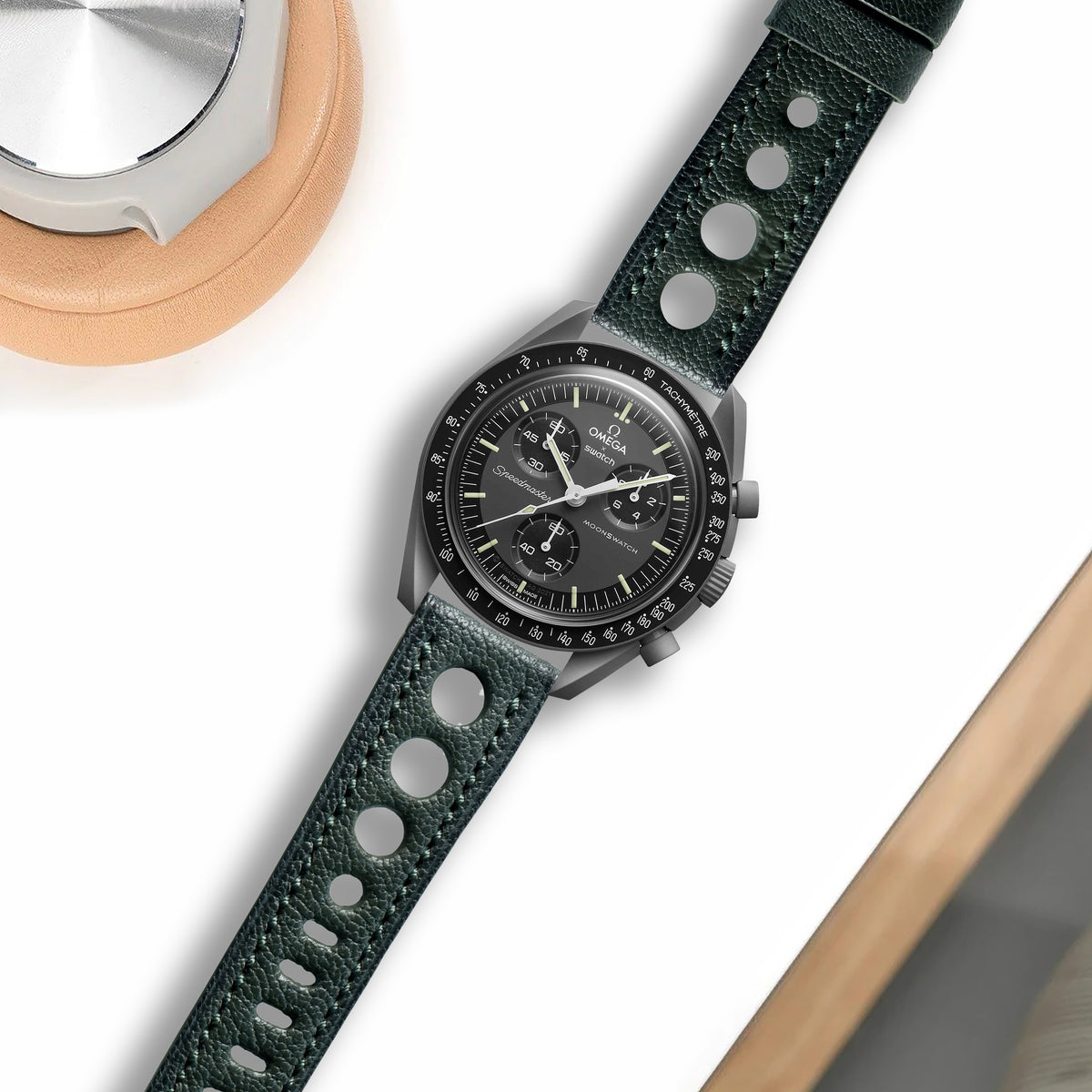 Omega MoonSwatch X Swatch Straps - Lemans Green – Liger Straps Omega MoonSwatch X Swatch Straps - Lemans Green – Liger Straps