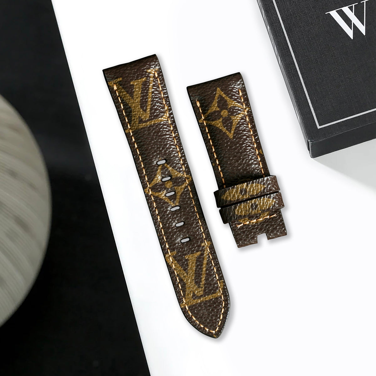 Ready Made Bell and Ross Straps - Louis Vuitton Ebene Logo – Liger Straps