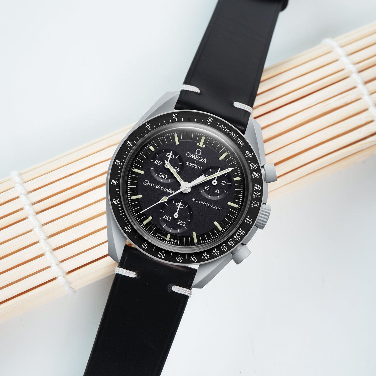 Omega MoonSwatch X Swatch Straps - Minimalist Cordovan Black