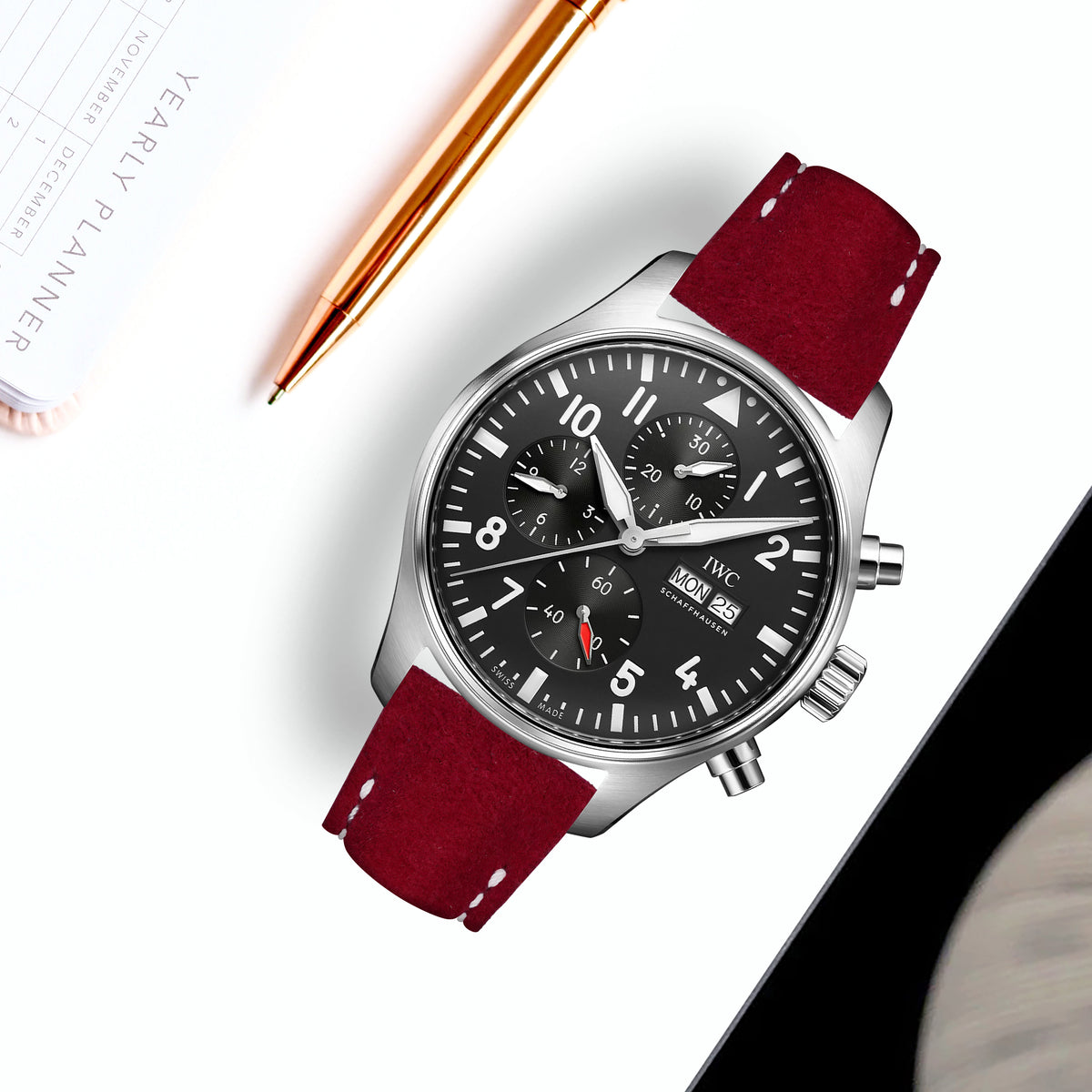 IWC Easx Change Straps - Suede Red – Liger Straps
