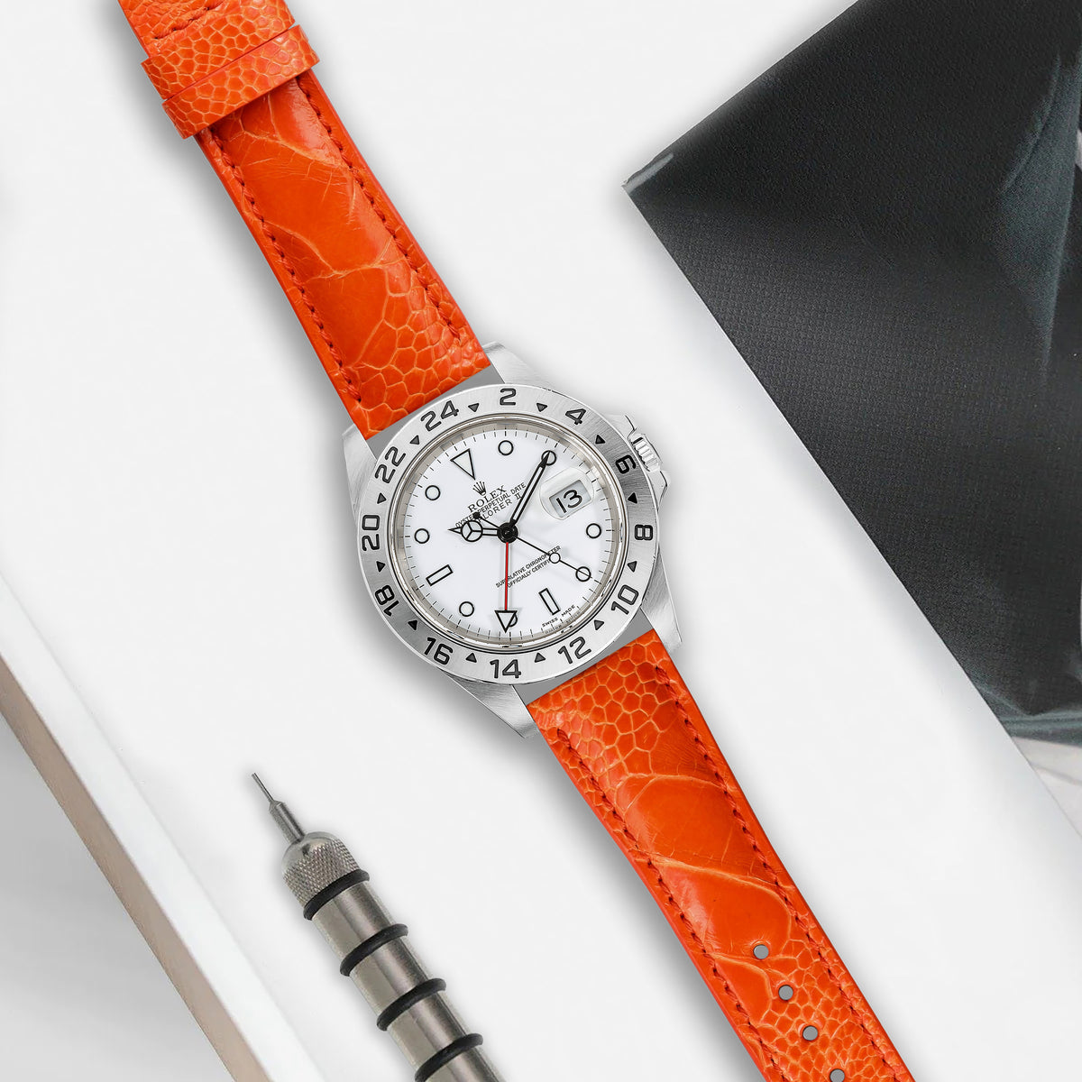 Rolex Explorer Straps - Ostrich Leg Orange – Liger Straps