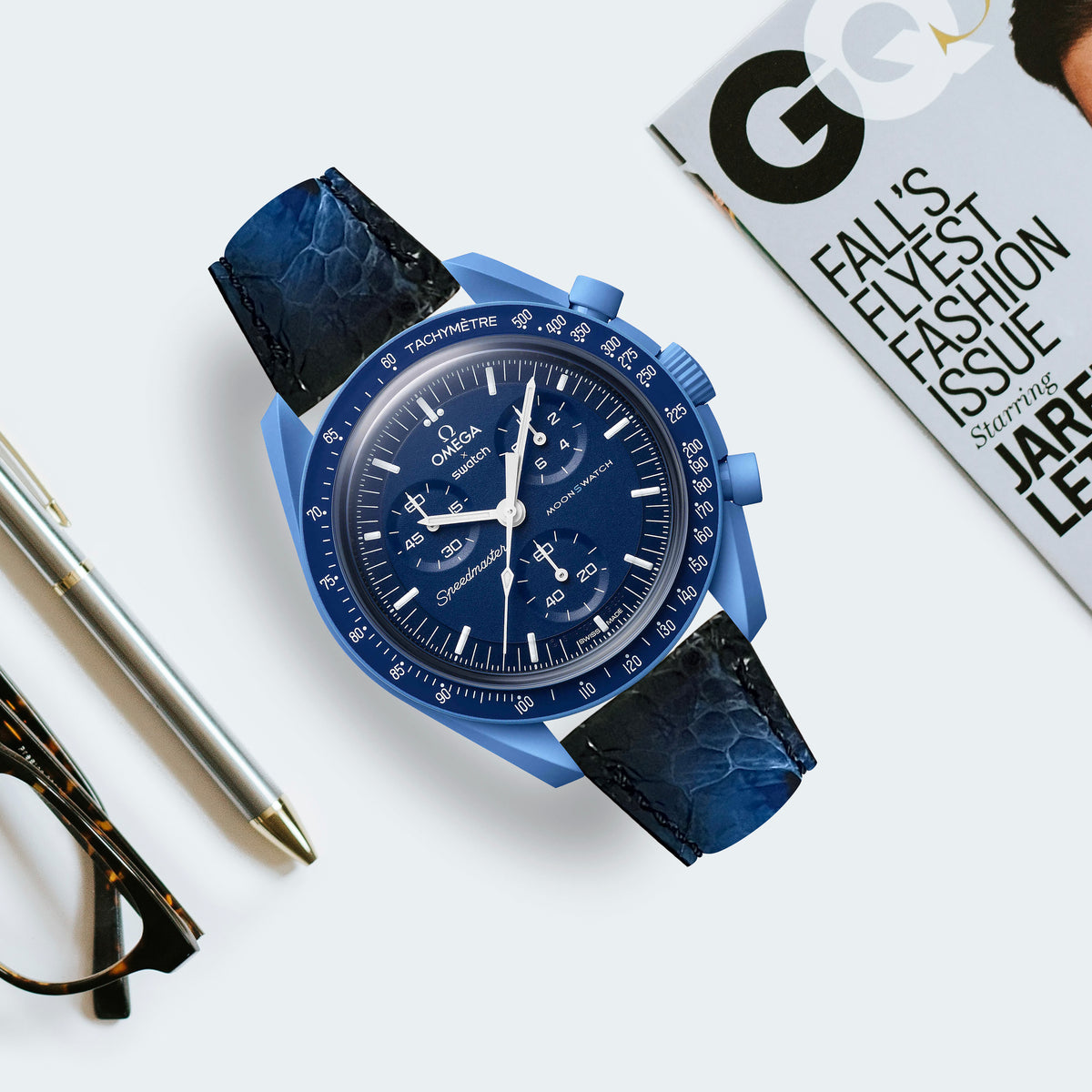 Omega MoonSwatch X Swatch Straps - Ostrich Leg Space Blue – Liger