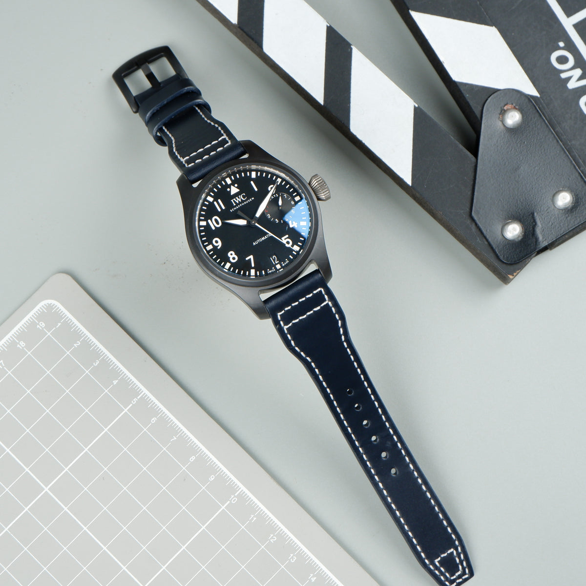 IWC Pilot Straps Pilot Cordovan Navy Blue Liger Straps