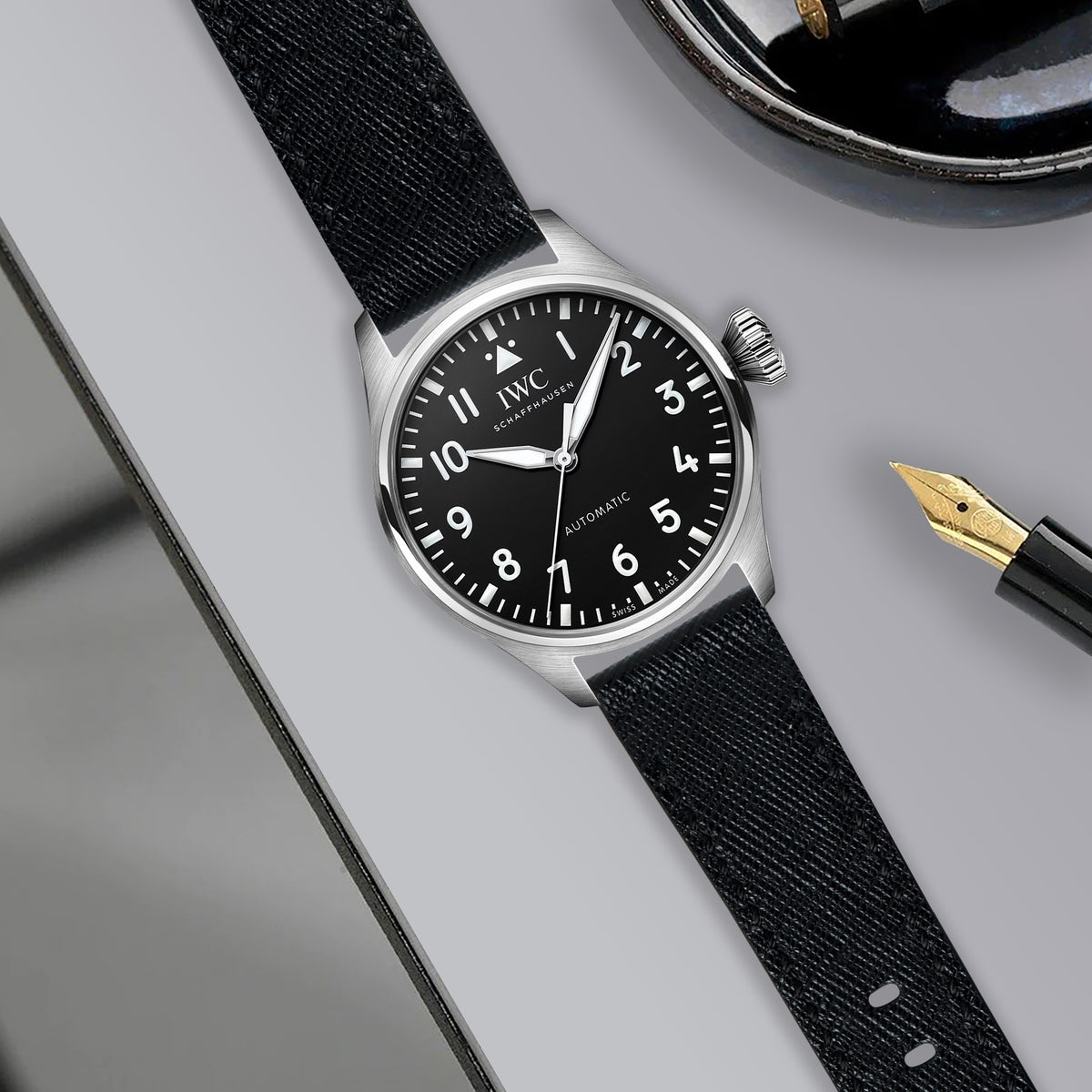 Authentic IWC EasX-CHANGE 21mm x 18mm Black Calfskin Leather