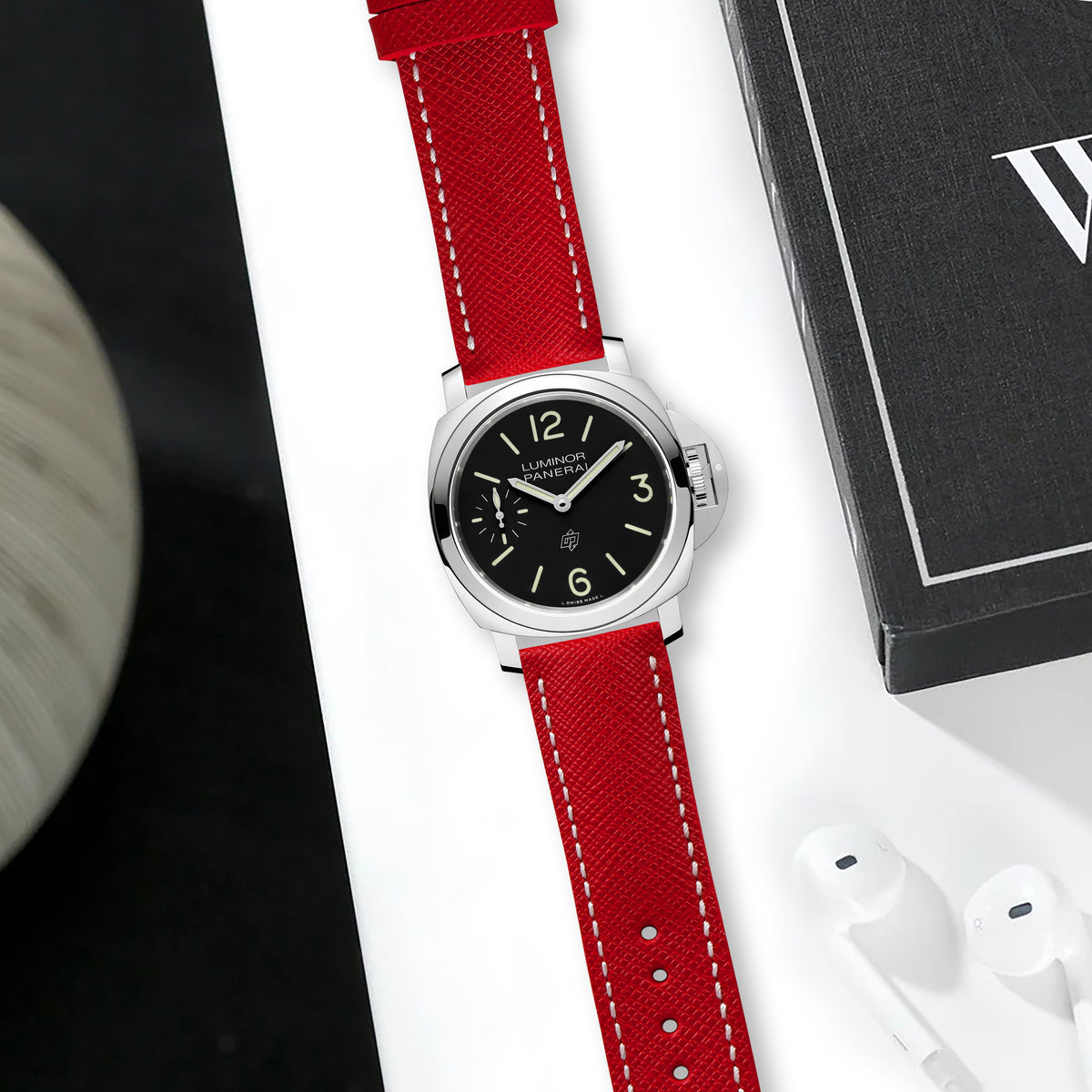 Panerai red rubber strap best sale