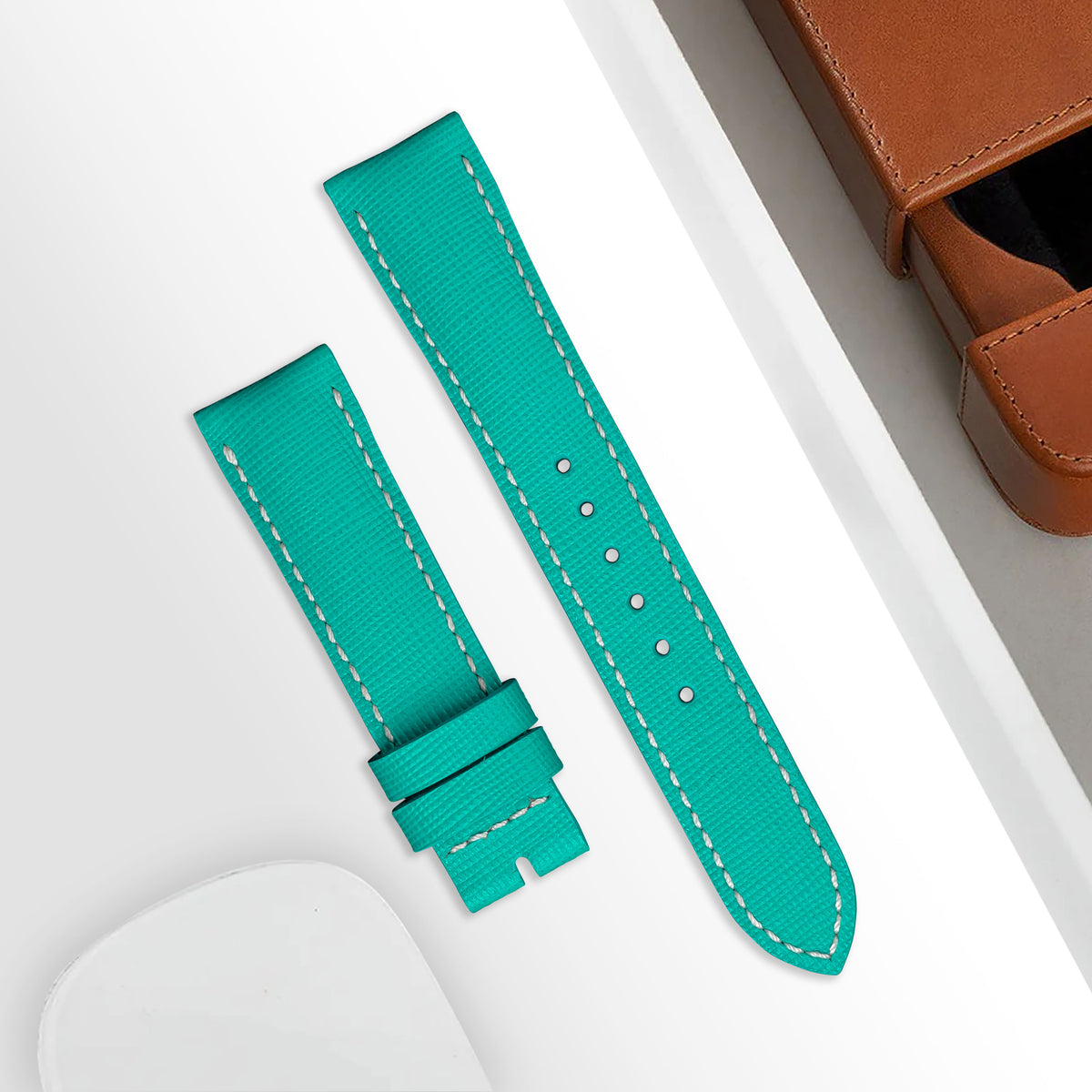 Ready Made 20mm Straps - Saffiano Turquoise – Liger Straps
