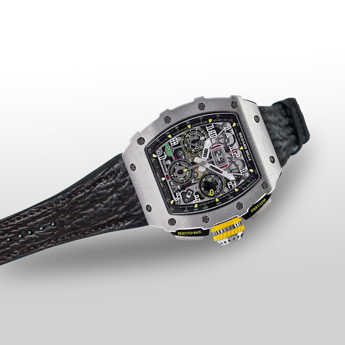 Richard Mille RM11用ベルトクロコボルドー liger-straps-shark-black-