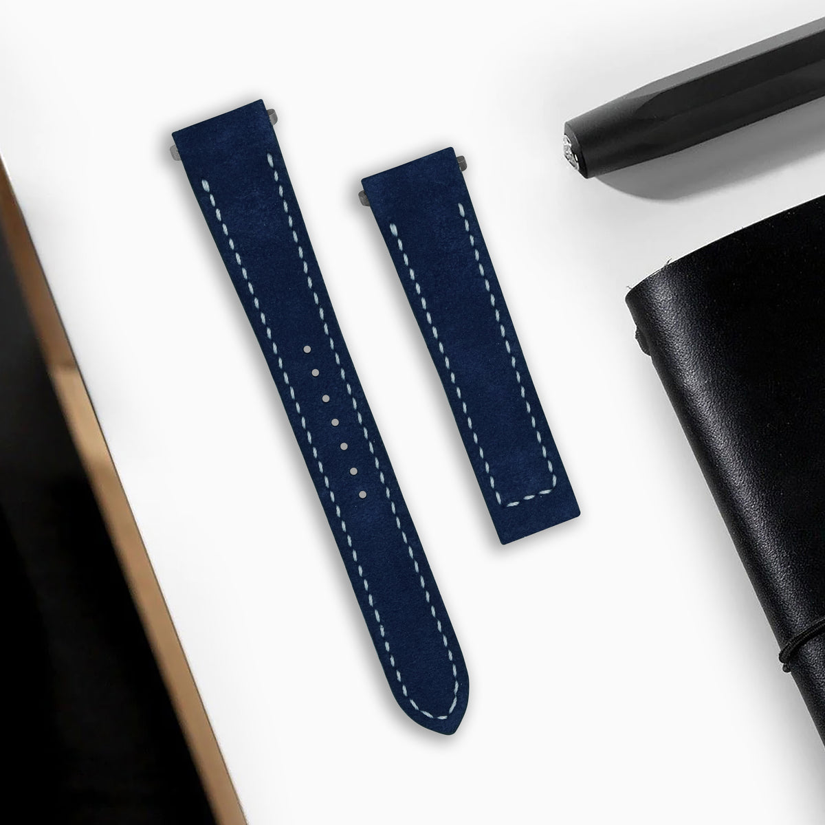 Cartier New Santos Quick Release Straps - Suede Navy Blue – Liger