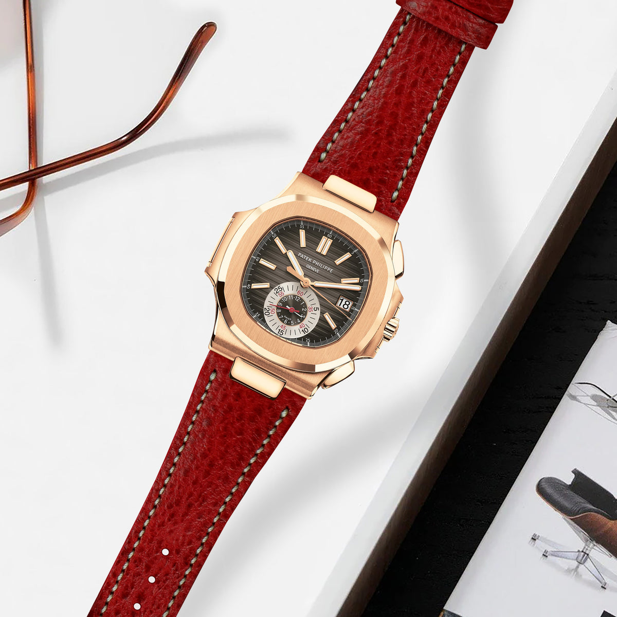 Patek Nautilus Straps - Tjakra Red – Liger Straps