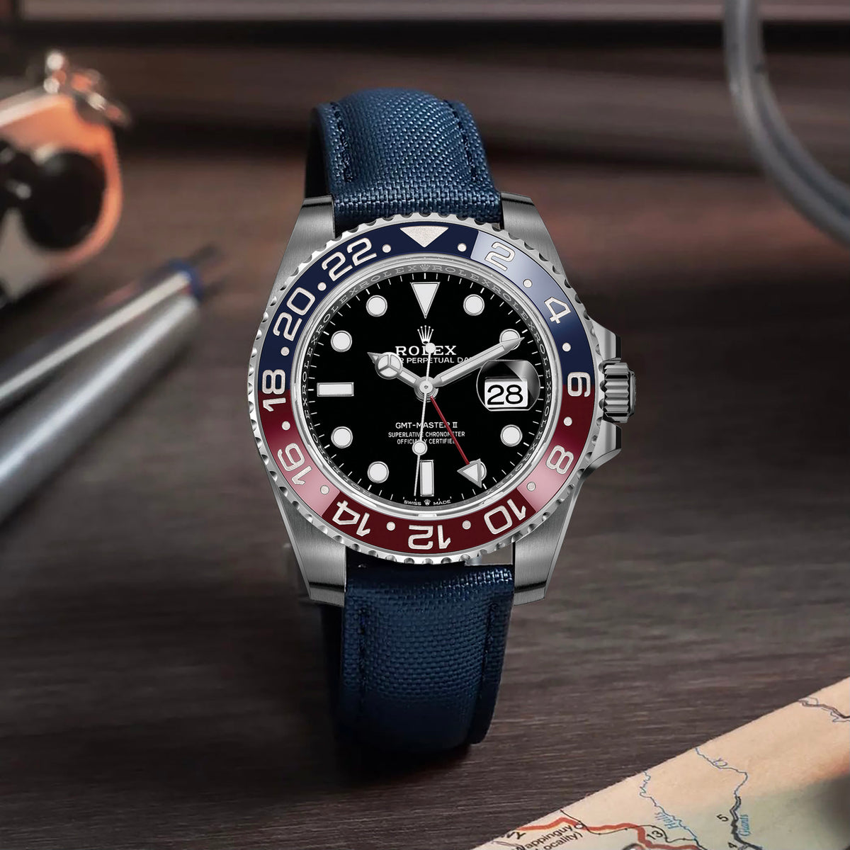 Rolex GMT Master II Pepsi Straps Canvas Navy Blue – Liger Straps